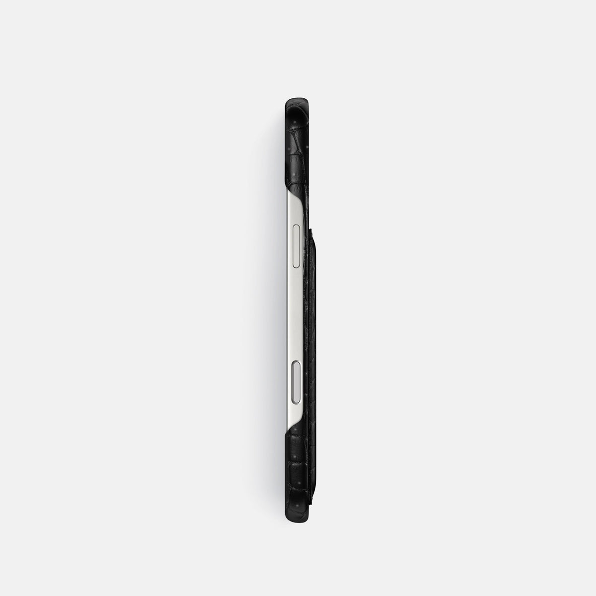 Slim Card Case For iPhone 18 Pro In Porosus Crocodile -3 | Black