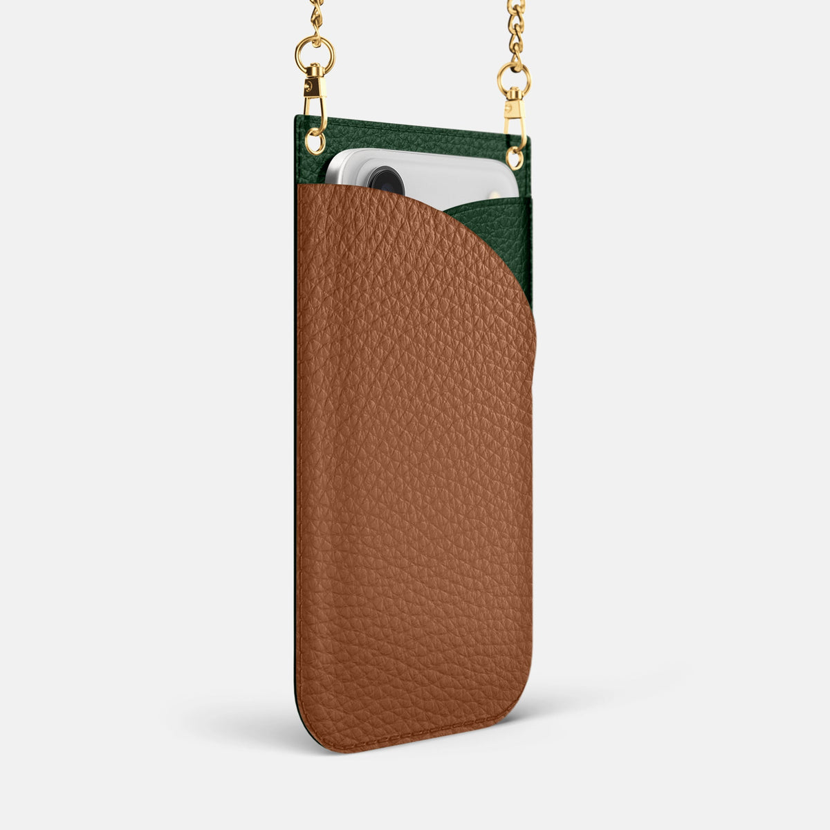 Crossbody Bag For iPhone 18 Pro Max In Calf -2 | Caramel-Gold