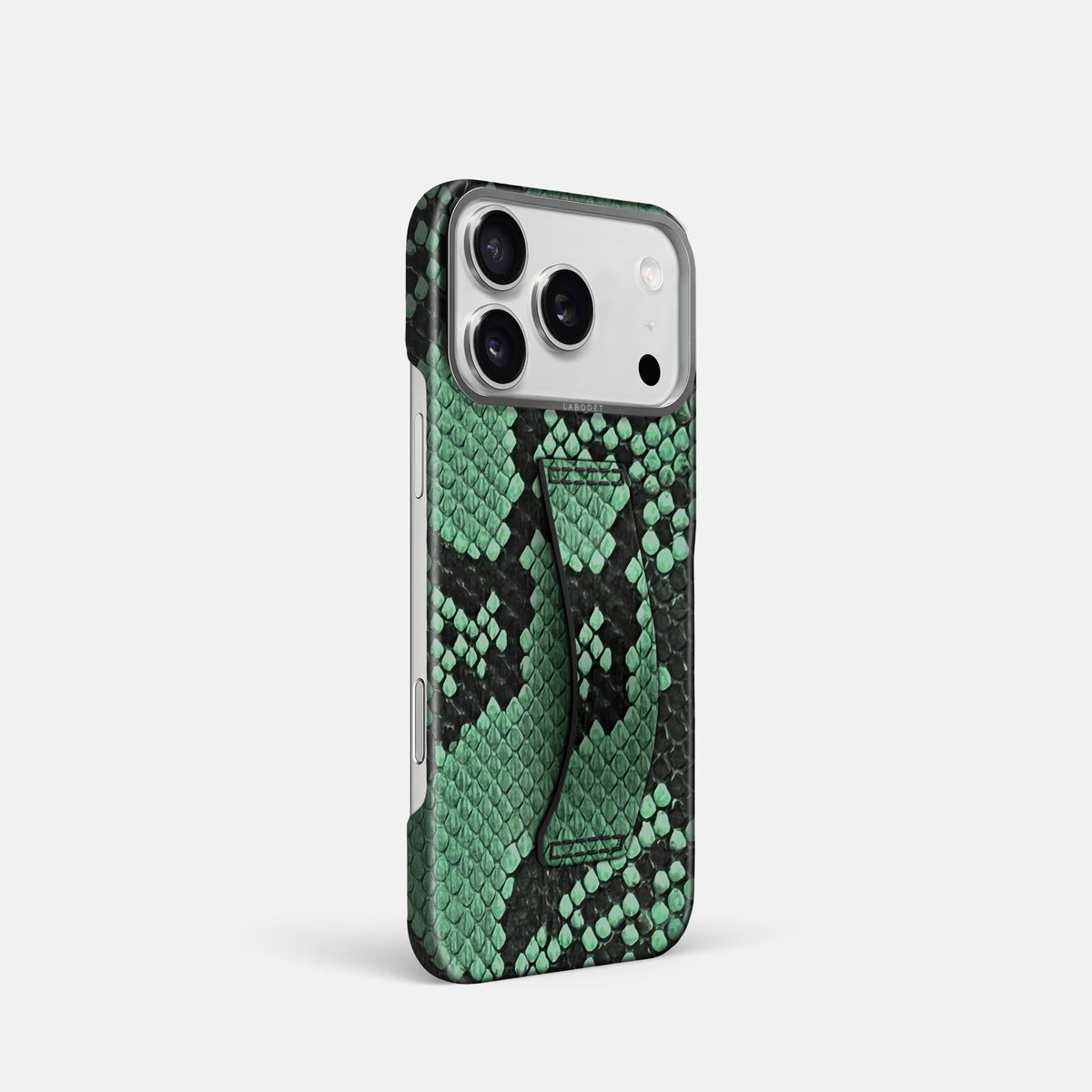 Finger Case For iPhone 18 Pro In Deluxe Python -2 | Forest-Green-Steel