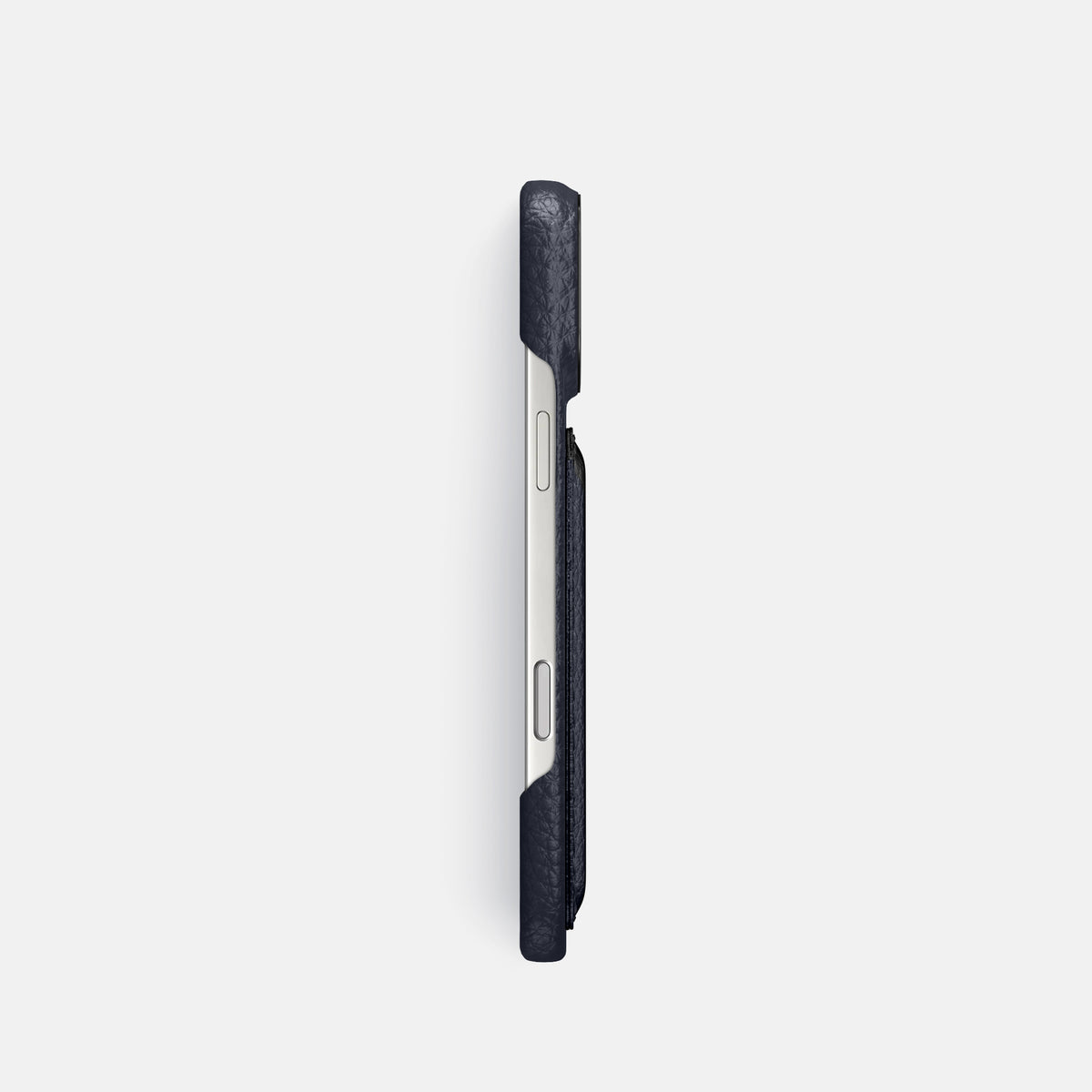 Double Card Case For iPhone 17 Pro In Calf -3 | Marine-Black