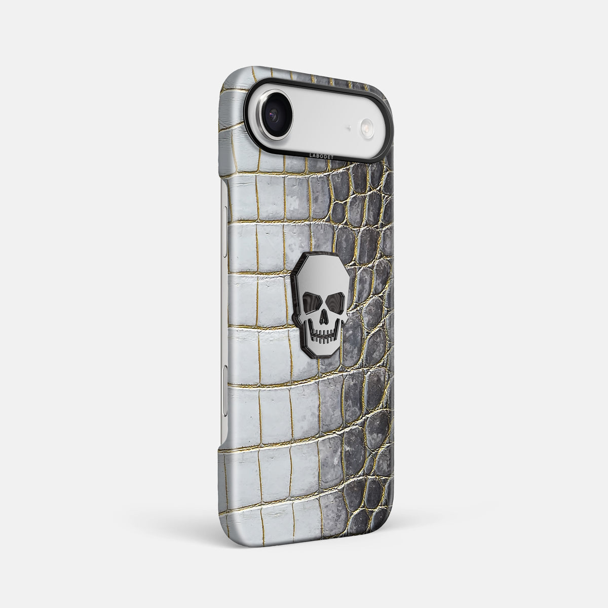 Classic Case With Titanium Skull For iPhone 17 Air In Himalayan Crocodile -2 | Gold-Black