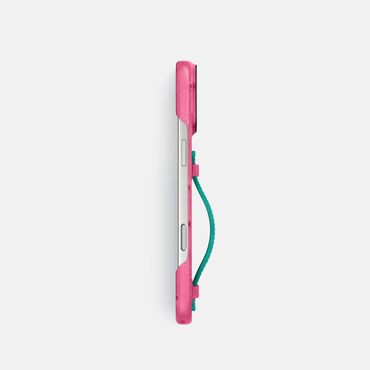 Center Handle Coloré For iPhone 17 Pro In Ostrich -2 | Pink-Black