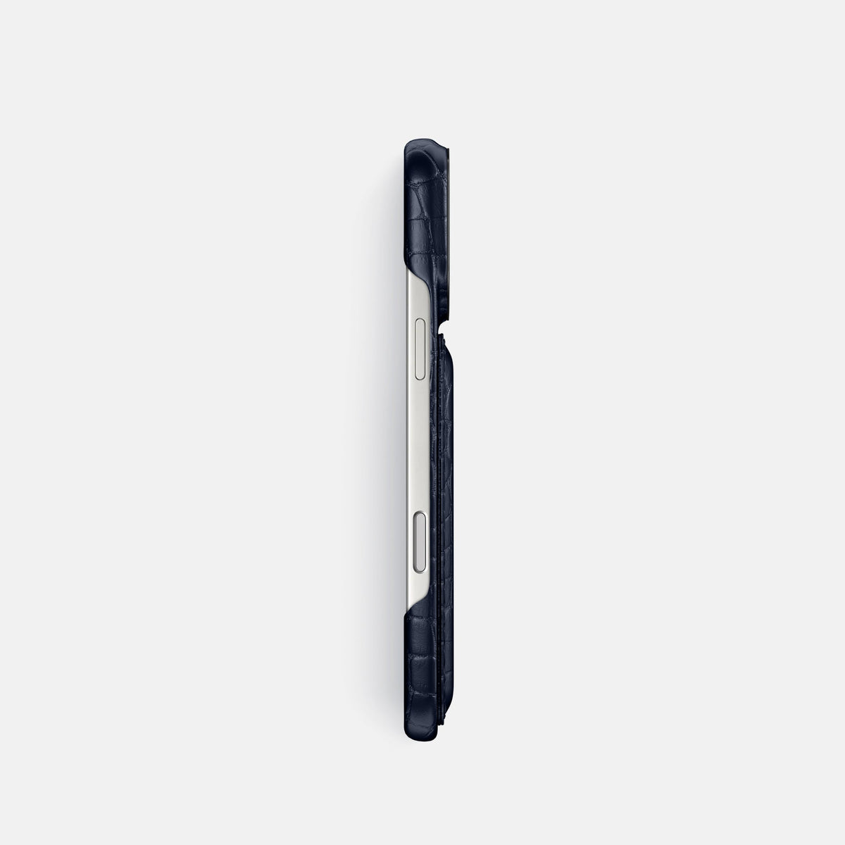 Double Card Case For iPhone 18 Pro In Alligator -3 | Navy-Blue-Black