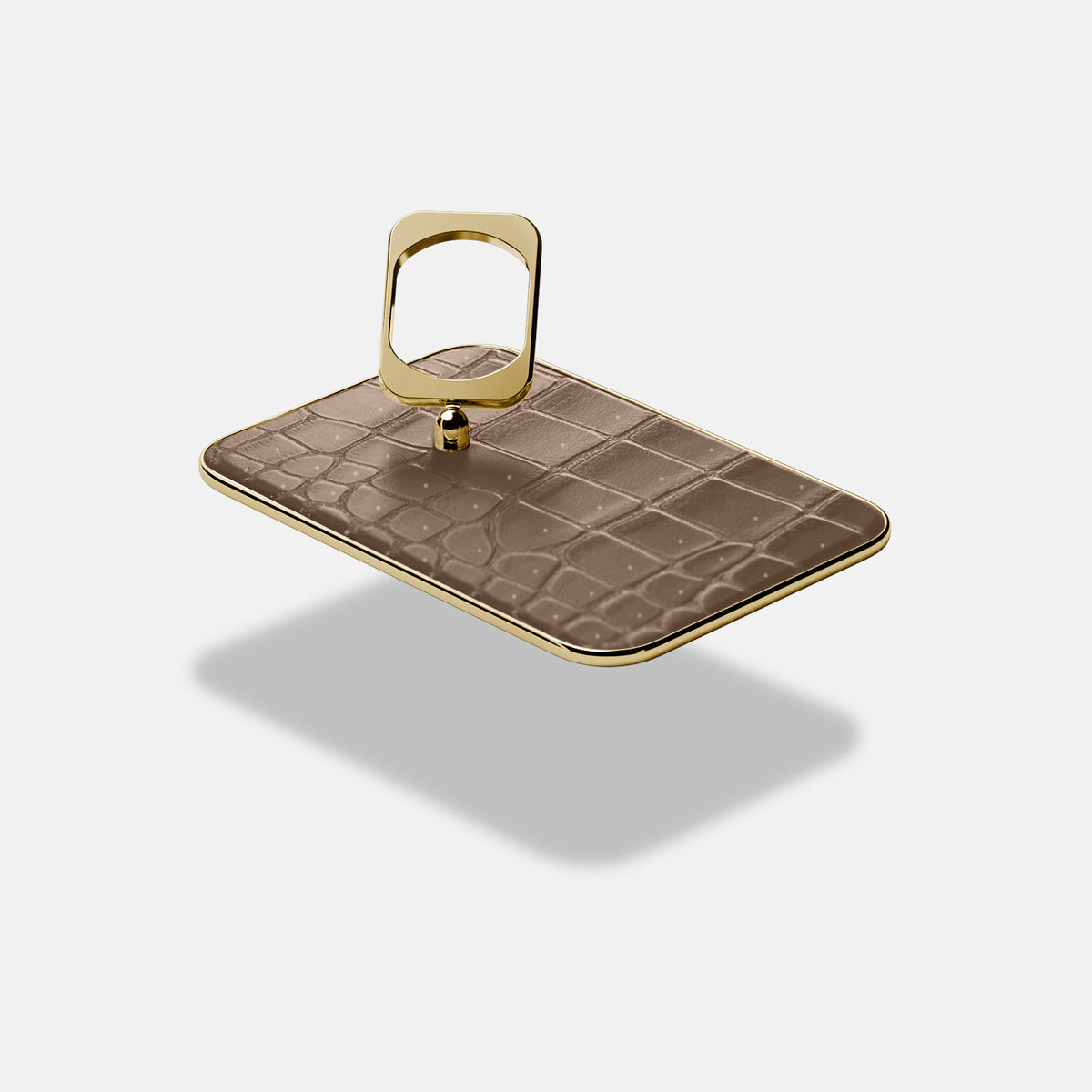 MagSafe Ring For iPhone 17 Pro In Porosus Crocodile -4 | Fur-Brown-Gold