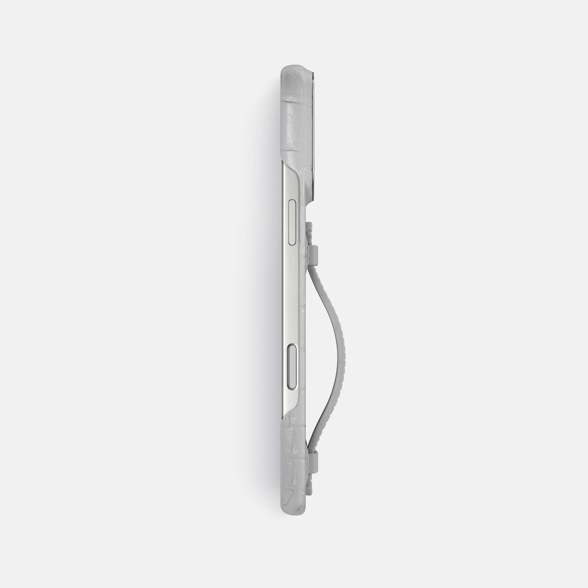 Center Handle For iPhone 18 Pro Max In Himalayan Crocodile -3 | Silver-Steel