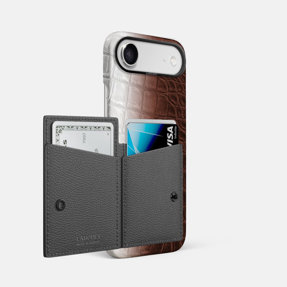 Bi-Fold Case For iPhone 17 Air In Himalayan Crocodile -2 | Dark-Brown-Black