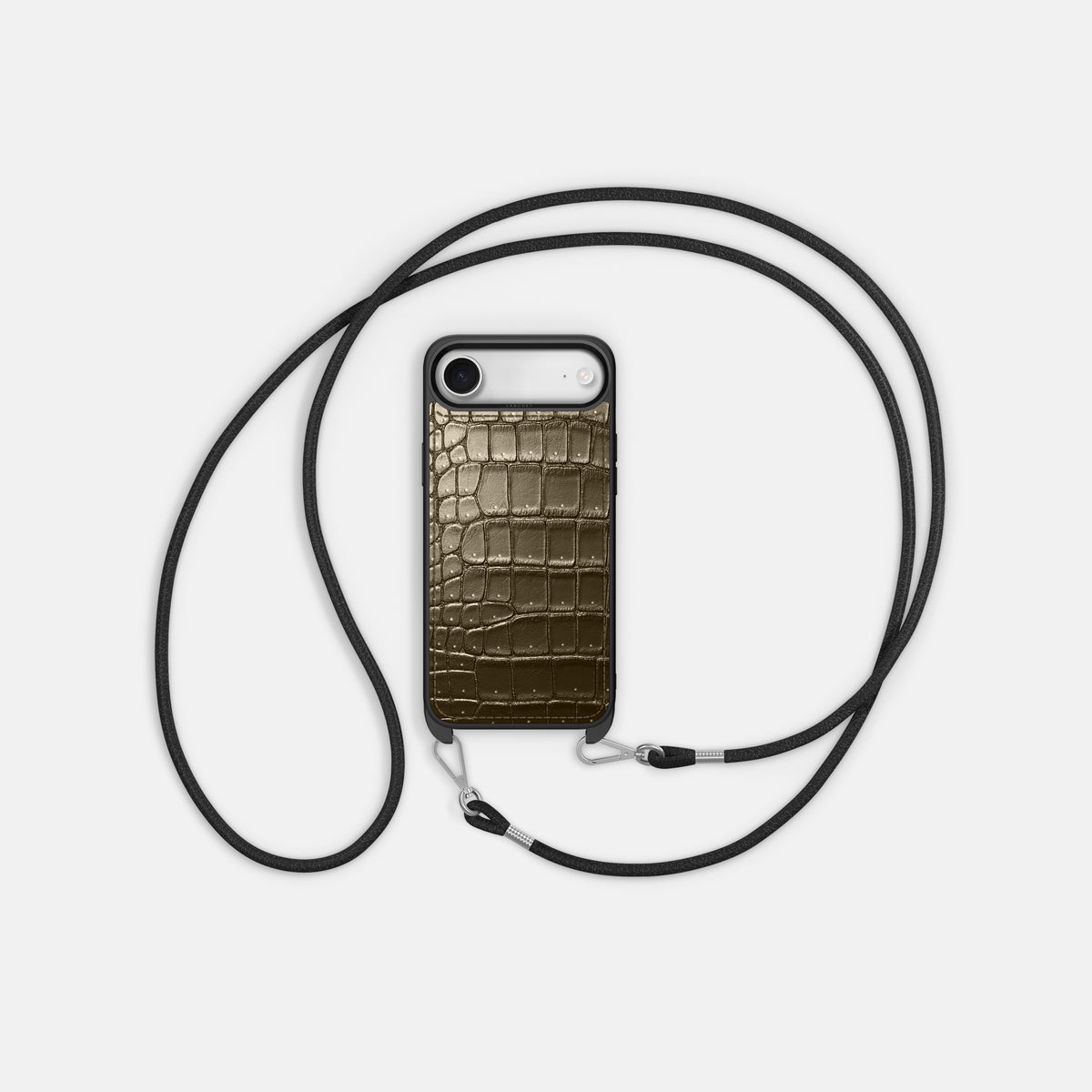 Crossbody Sport Case For iPhone 17 Air In Porosus Crocodile -5 | Bronze