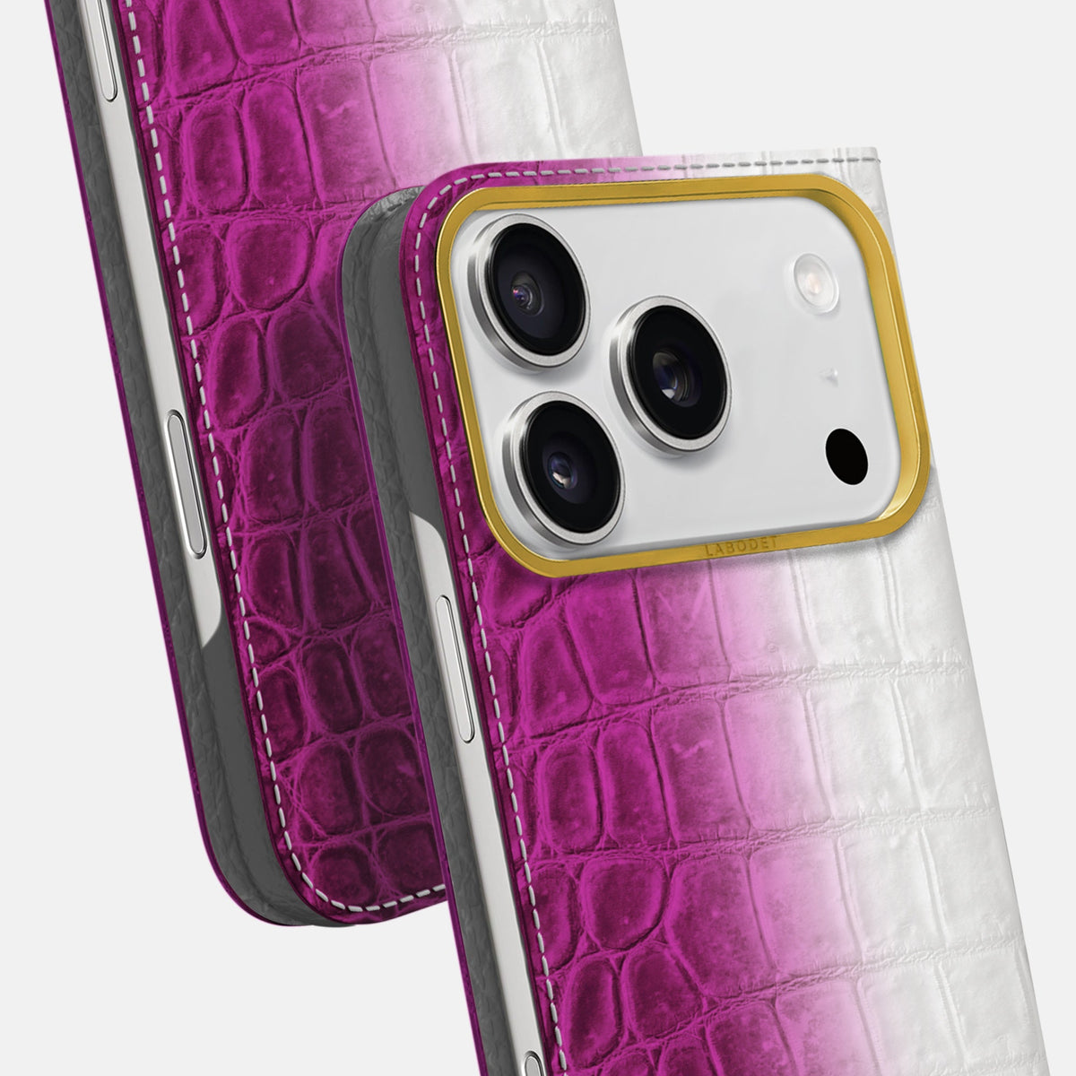 Folio Case For iPhone 18 Pro Max In Himalayan Crocodile -5 | Fuchsia-Gold