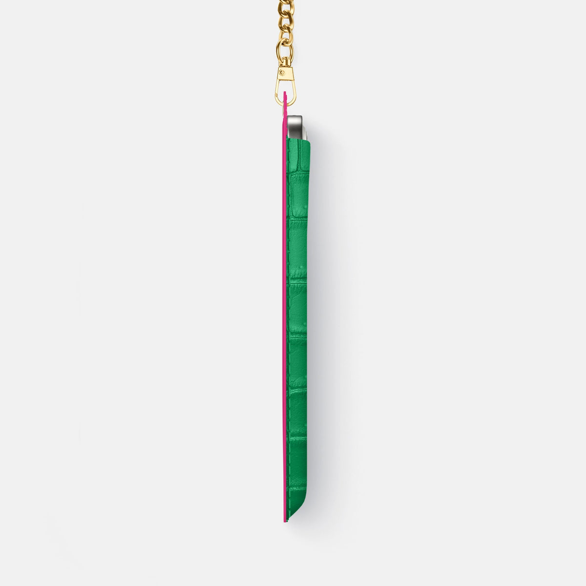 Crossbody Bag For iPhone 18 Pro Max In Porosus Crocodile -4 | Cactus-Green-Gold