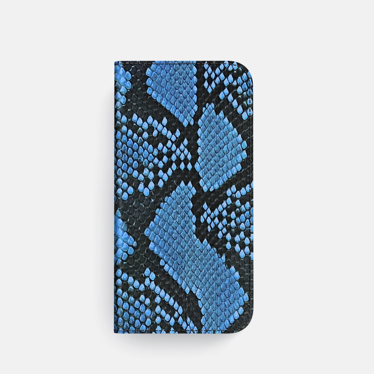 Folio Case For iPhone 18 Pro In Deluxe Python -4 | Blue-Jeans-Black