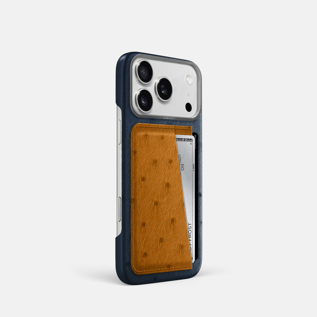 Double Card Case Coloré For iPhone 17 Pro In Ostrich -2 | Navy-Blue-Steel