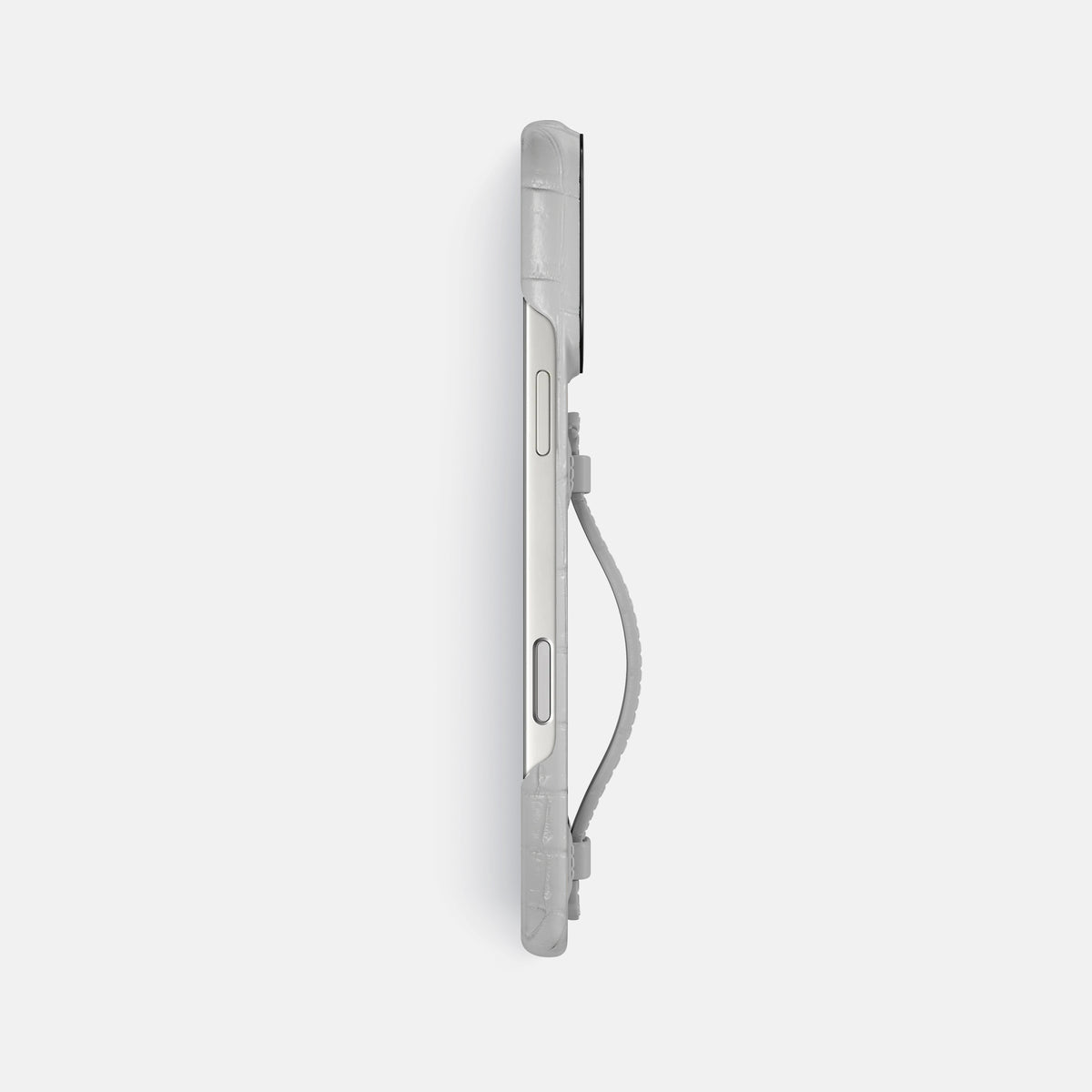 Center Handle For iPhone 17 Pro Max In Himalayan Crocodile -3 | Silver-Black
