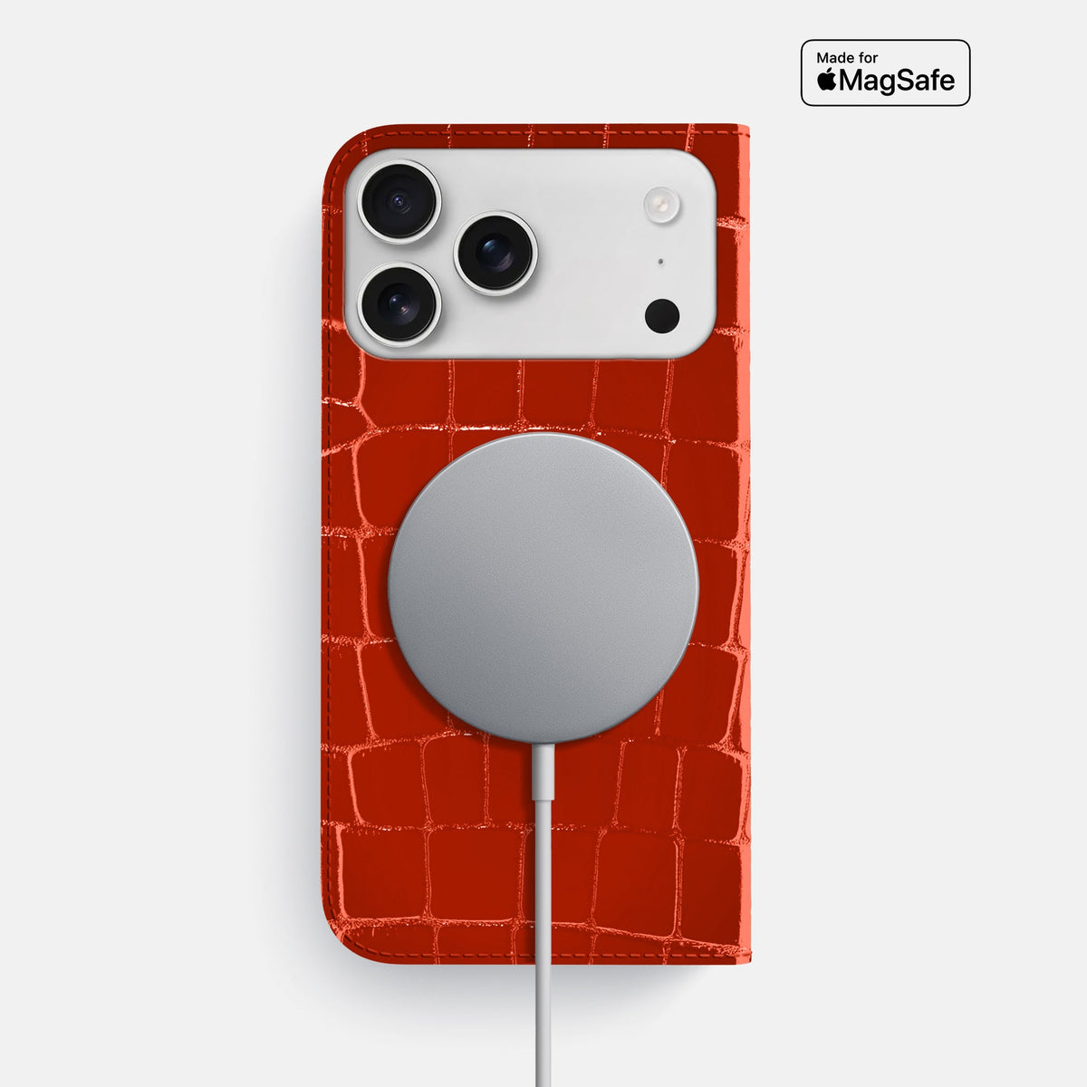 Folio Slim Case For iPhone 18 Pro Max In Shiny Alligator -3 | Orange