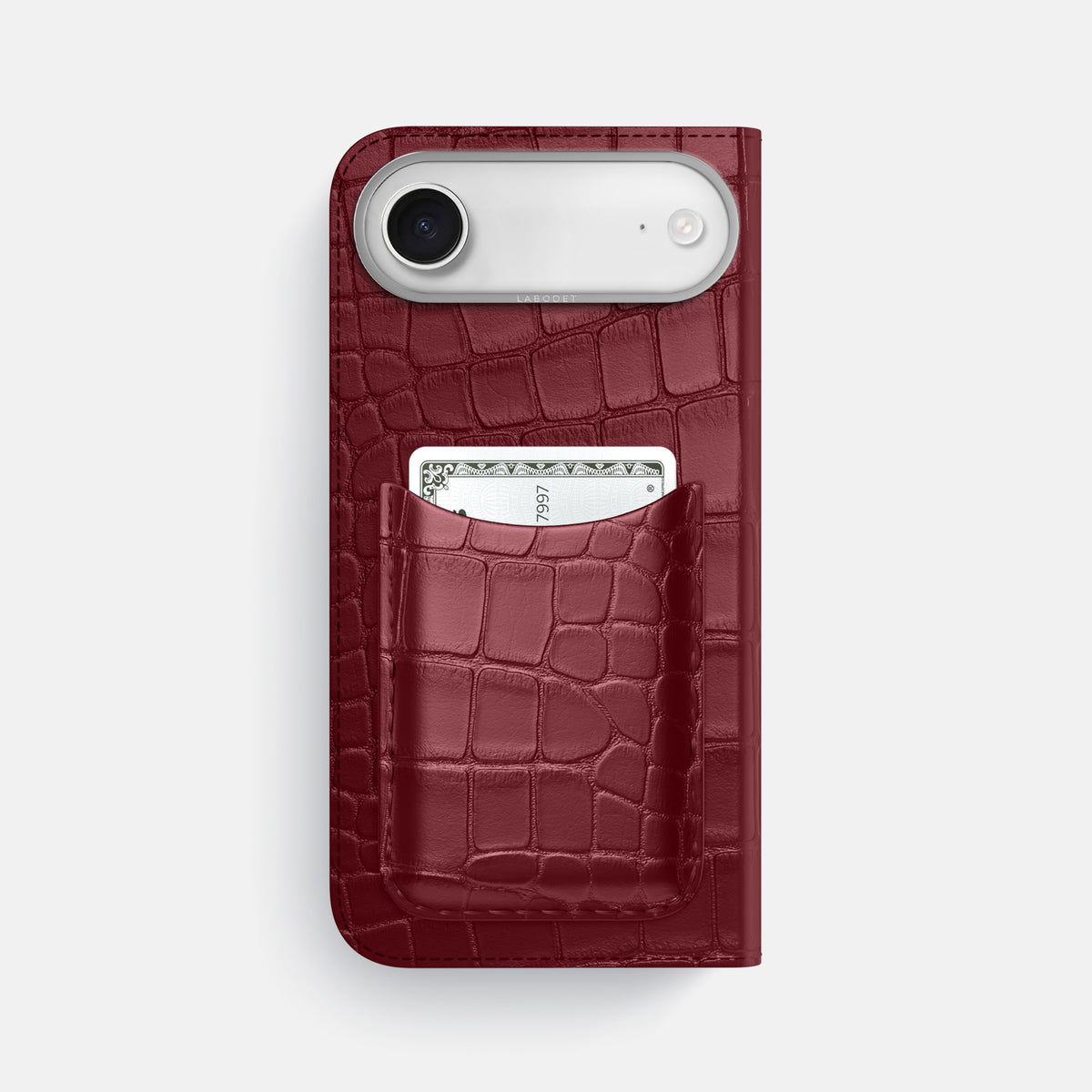 Folio Case with Card For iPhone 17 Air In Alligator -3 | Burgundy-Steel