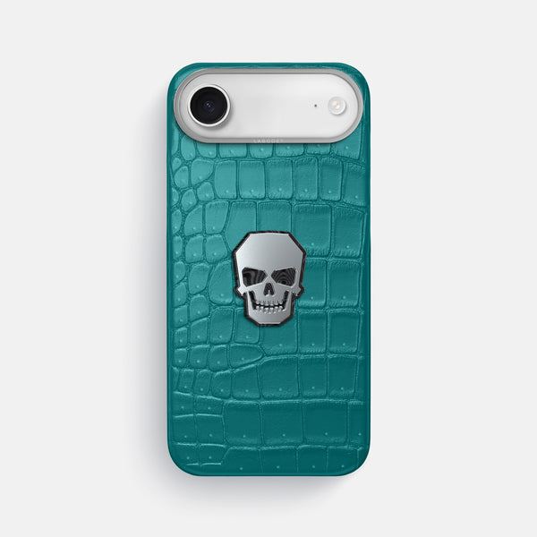 Classic Case With Titanium Skull For iPhone 17 Air In Porosus Crocodile