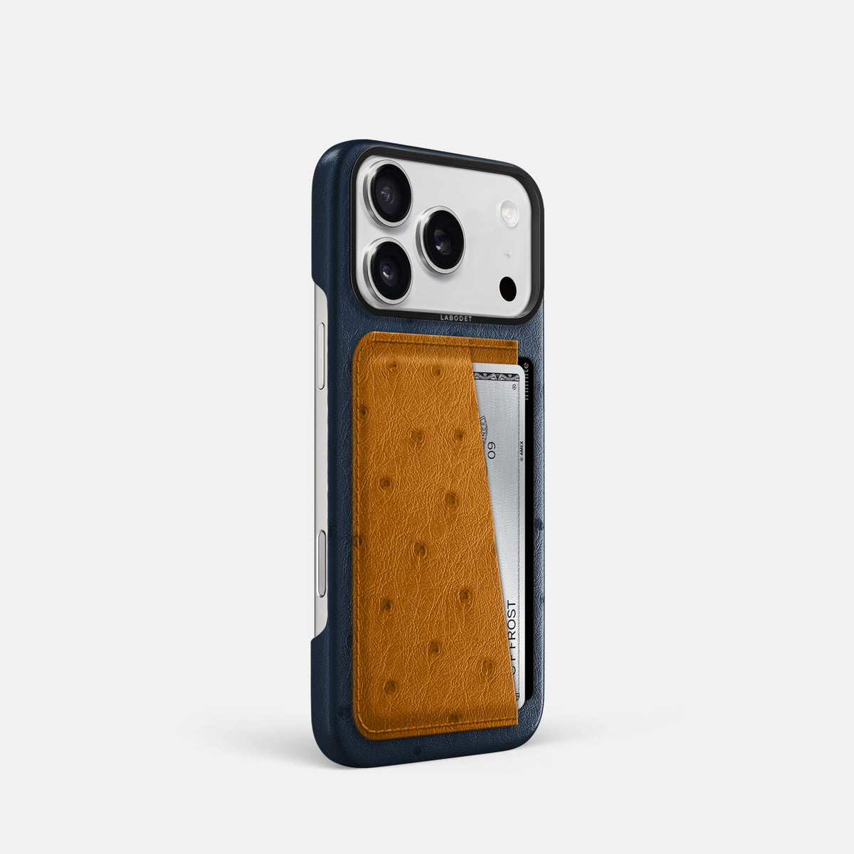 Double Card Case Coloré For iPhone 17 Pro In Ostrich -2 | Navy-Blue-Black