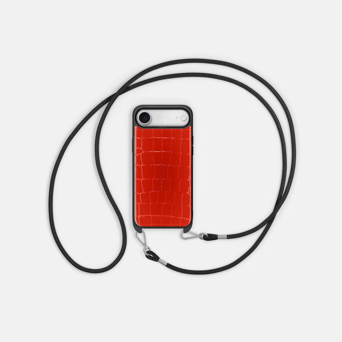 Crossbody Sport Case For iPhone 17 Air In Shiny Alligator -5 | Coral-Orange
