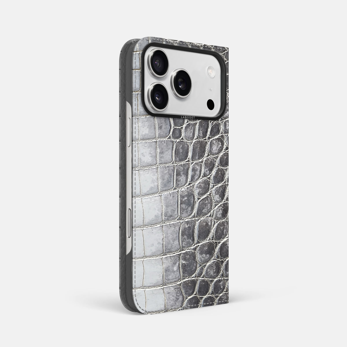 Folio Case For iPhone 17 Pro Max In Himalayan Crocodile -1 | Silver-Black