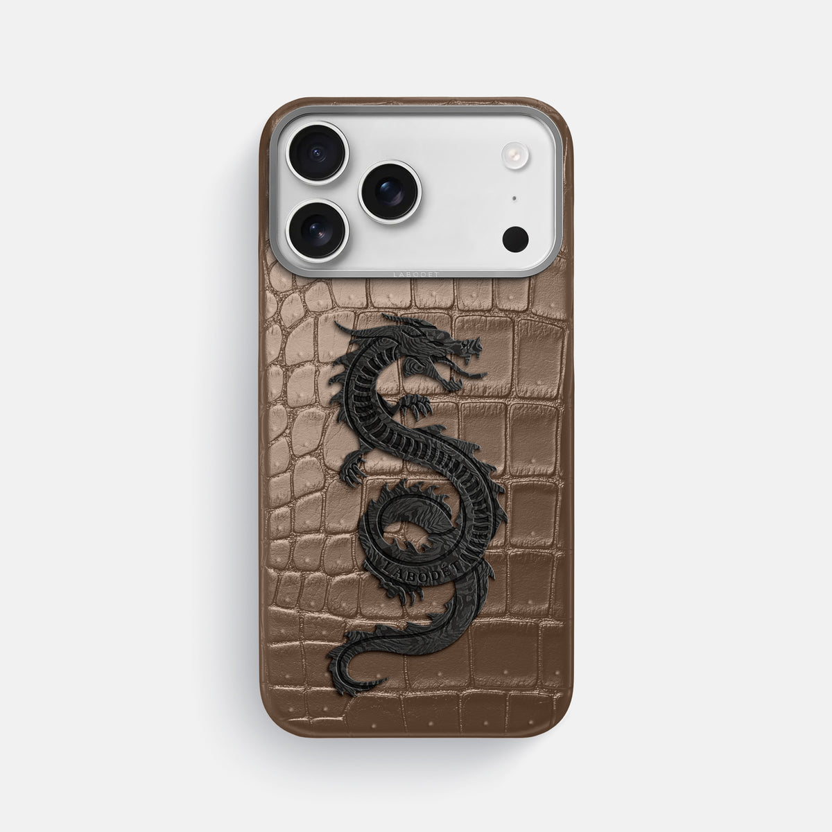 Classic Case With Carbon Dragon For iPhone 17 Pro Max In Porosus Crocodile -1 | Fur-Brown-Steel