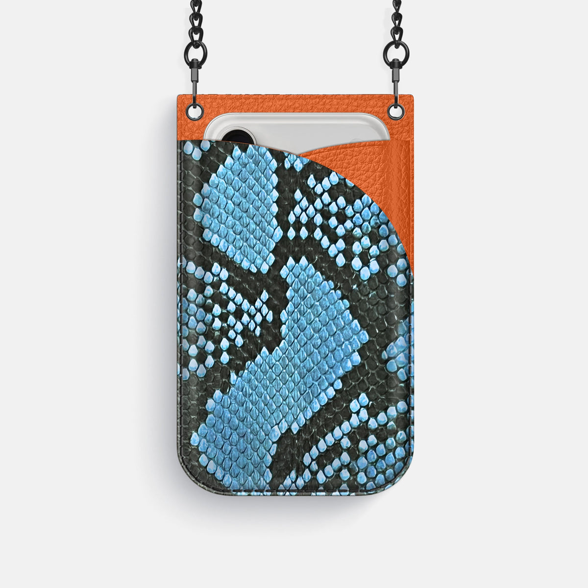 Crossbody Bag For iPhone 18 Pro In Deluxe Python -1 | Pacific-Blue-Black