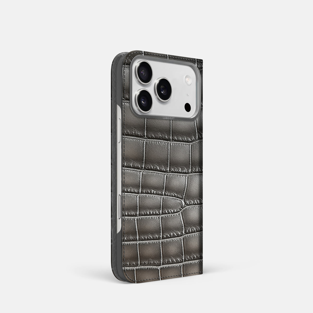 Folio Case For iPhone 17 Pro In Patina Alligator -1 | Grey-Steel