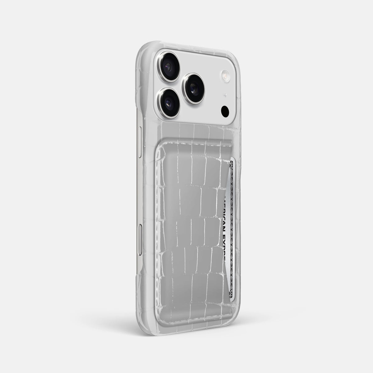 Slim Card Case For iPhone 17 Pro Max In Shiny Alligator -2 | White