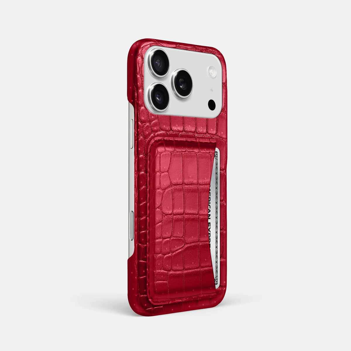 Slim Card Case For iPhone 18 Pro Max In Porosus Crocodile -2 | Burgundy