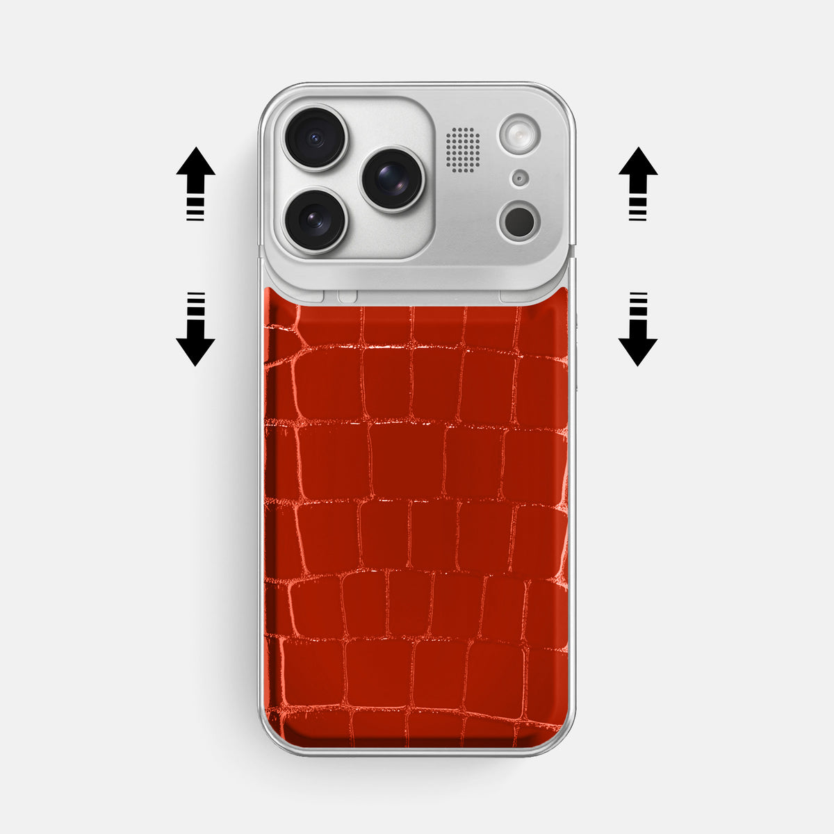Metal Case For iPhone 17 Pro Max In Shiny Alligator -2 | Orange-Steel