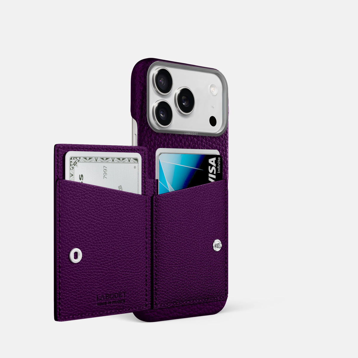 Bi-Fold Case For iPhone 18 Pro In Calf -2 | Violet-Steel