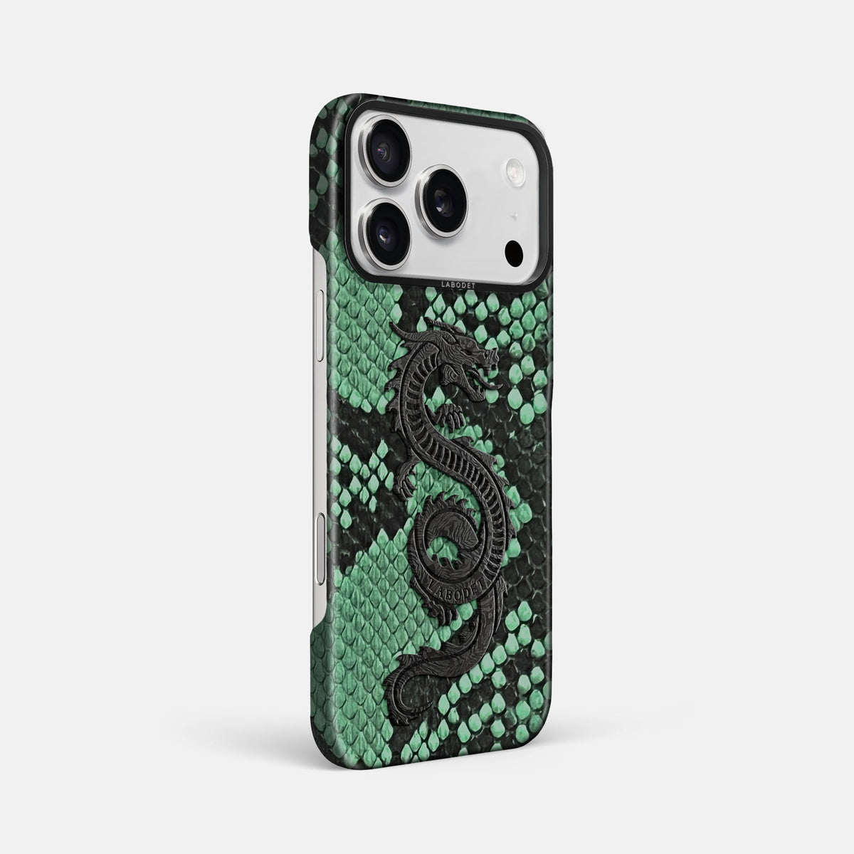 Classic Case With Carbon Dragon For iPhone 18 Pro Max In Deluxe Python -2 | Forest-Green-Black