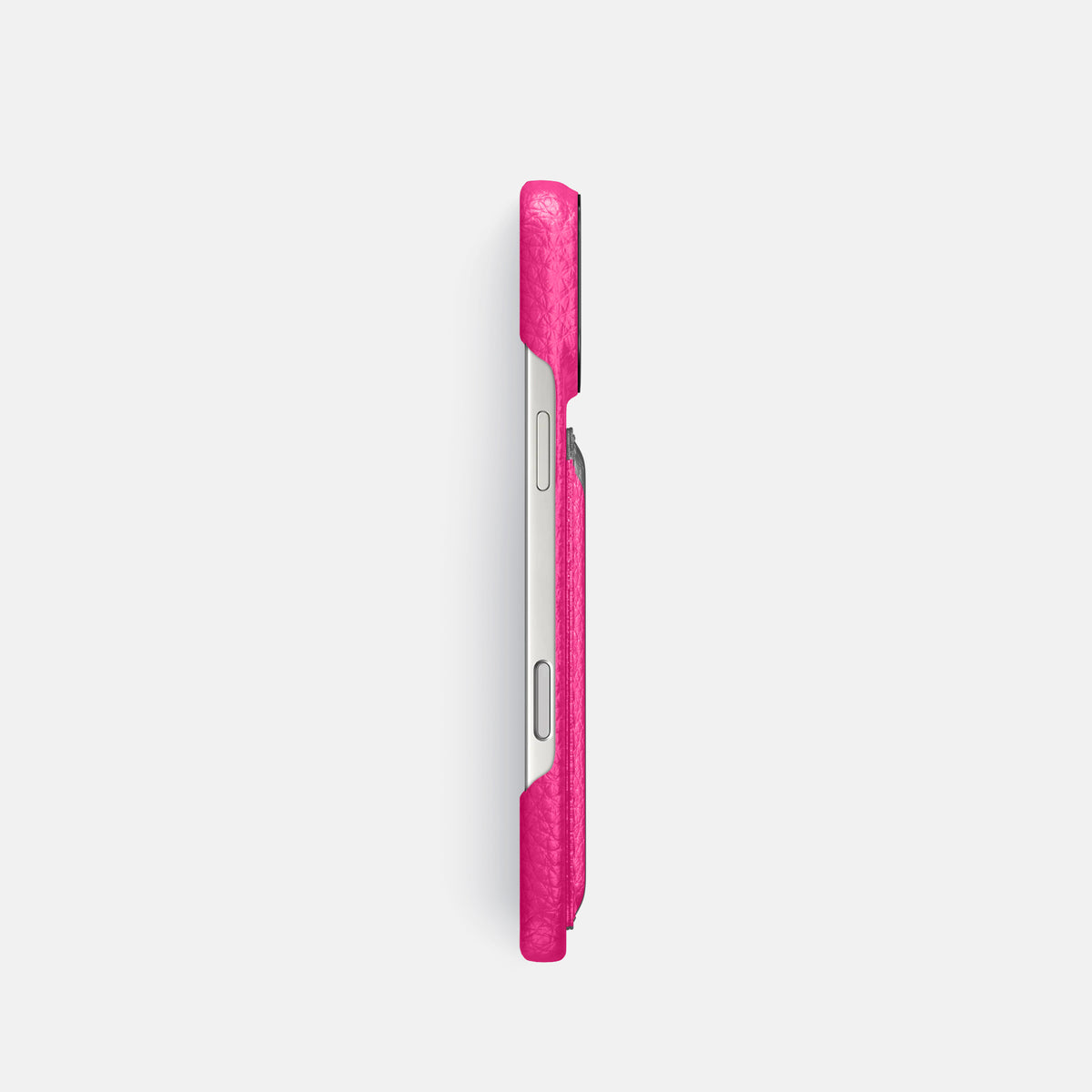 Double Card Case For iPhone 17 Pro In Calf -3 | Magenta-Black