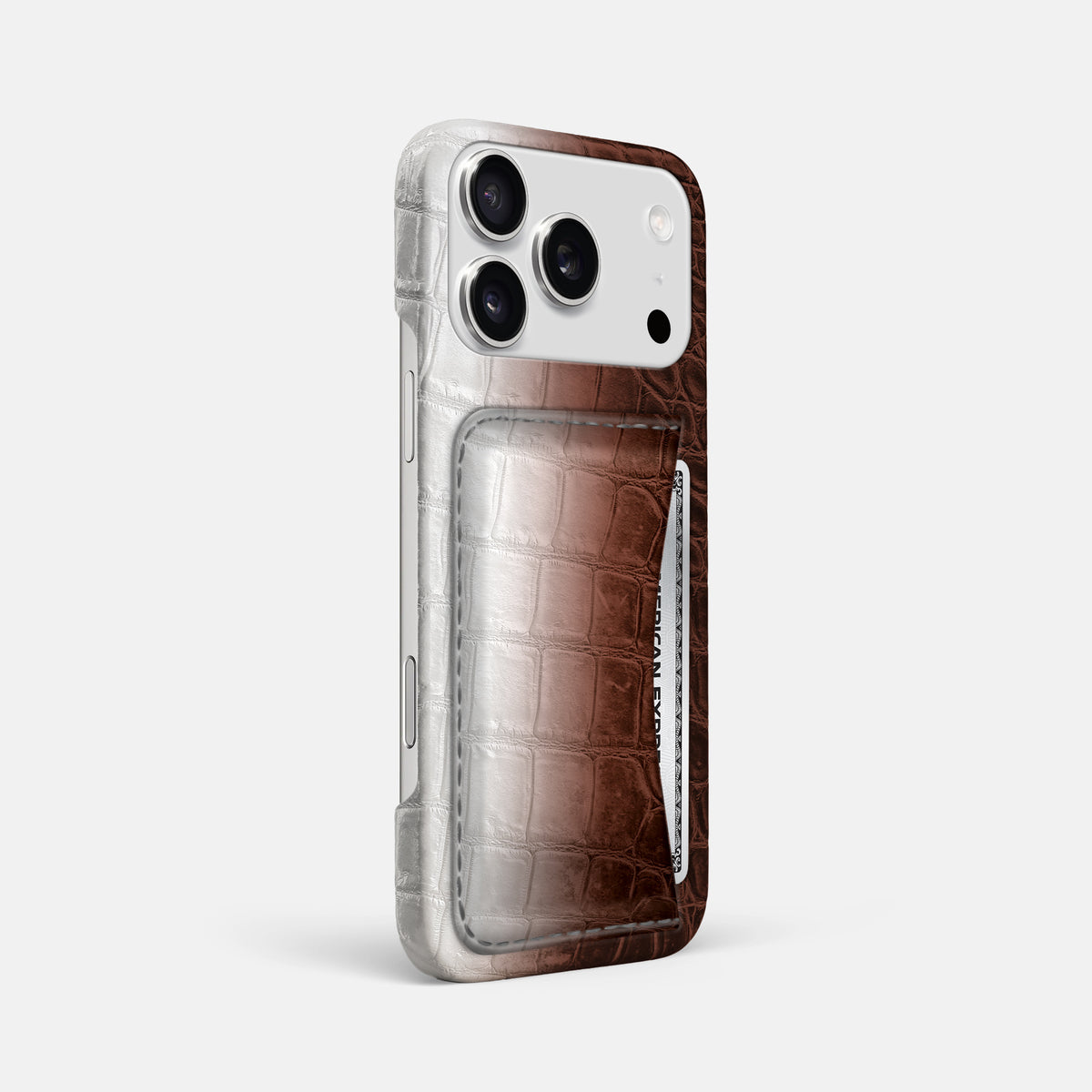 Slim Card Case For iPhone 17 Pro Max In Himalayan Crocodile -2 | Dark-Brown