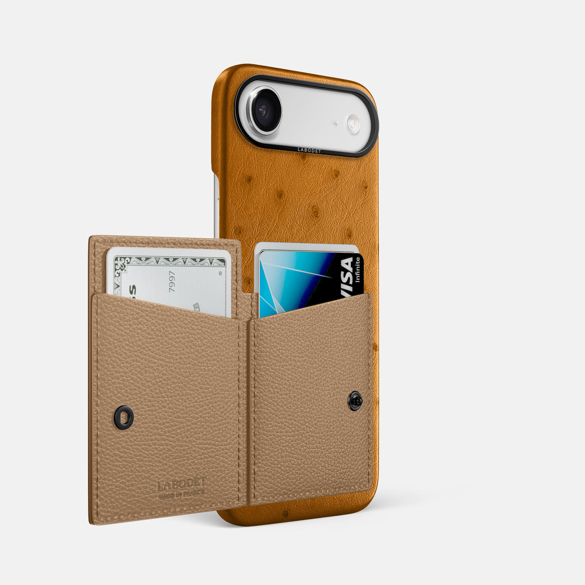 Bi-Fold Case For iPhone 17 Air In Ostrich -2 | Chestnut-Black