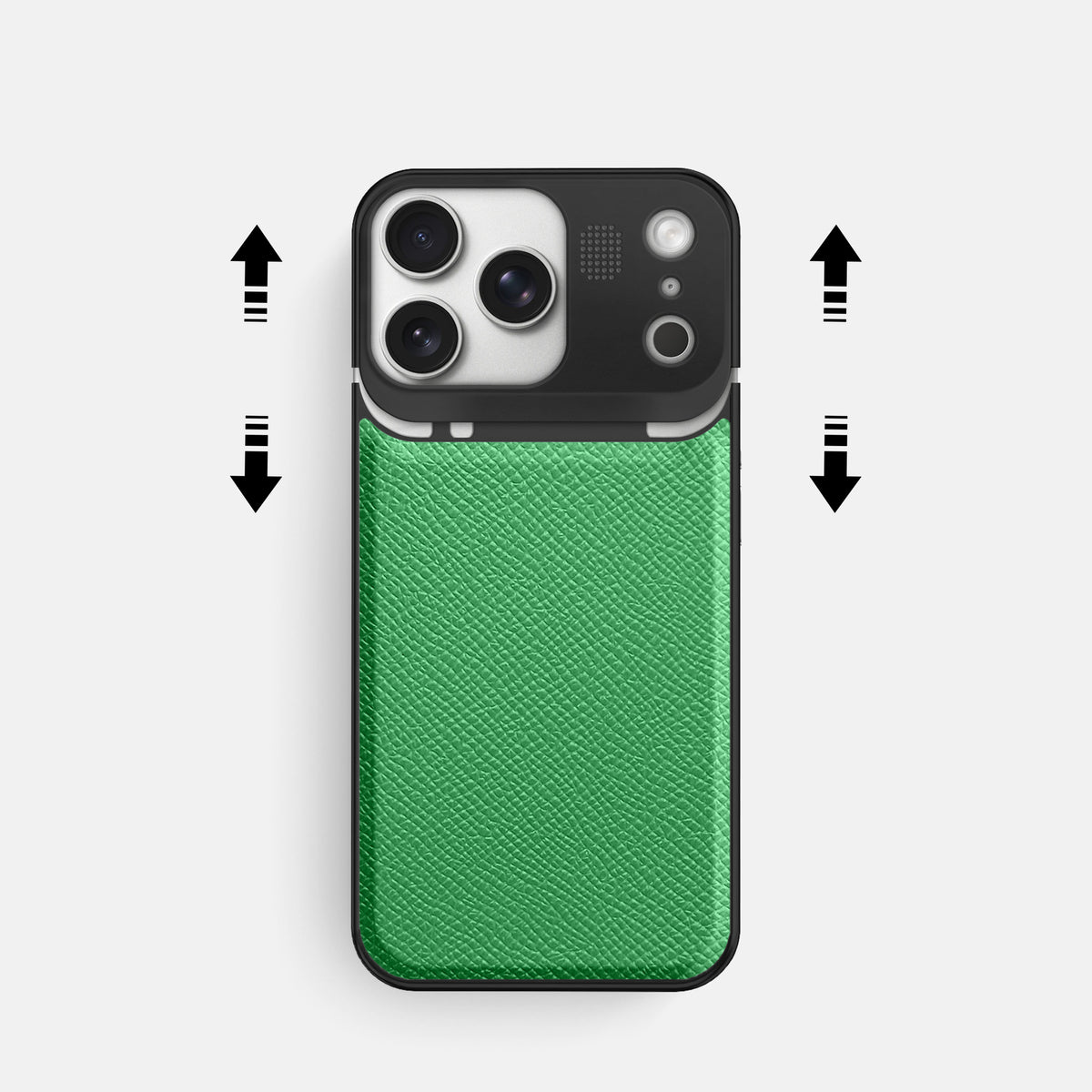 Metal Case For iPhone 17 Pro In Epsom-Style Calf -2 | Grass-Green-Black