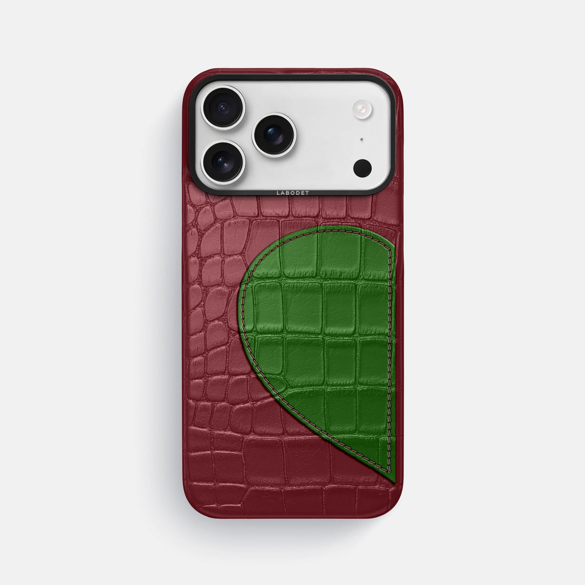 Classic Case With Half Heart - Left For iPhone 18 Pro Max In Alligator -1 | Burgundy-Black