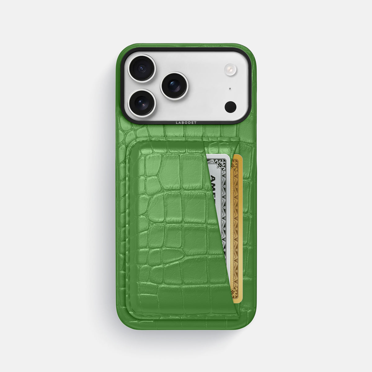 Double Card Case For iPhone 17 Pro Max In Alligator -1 | Apple-Green-Black