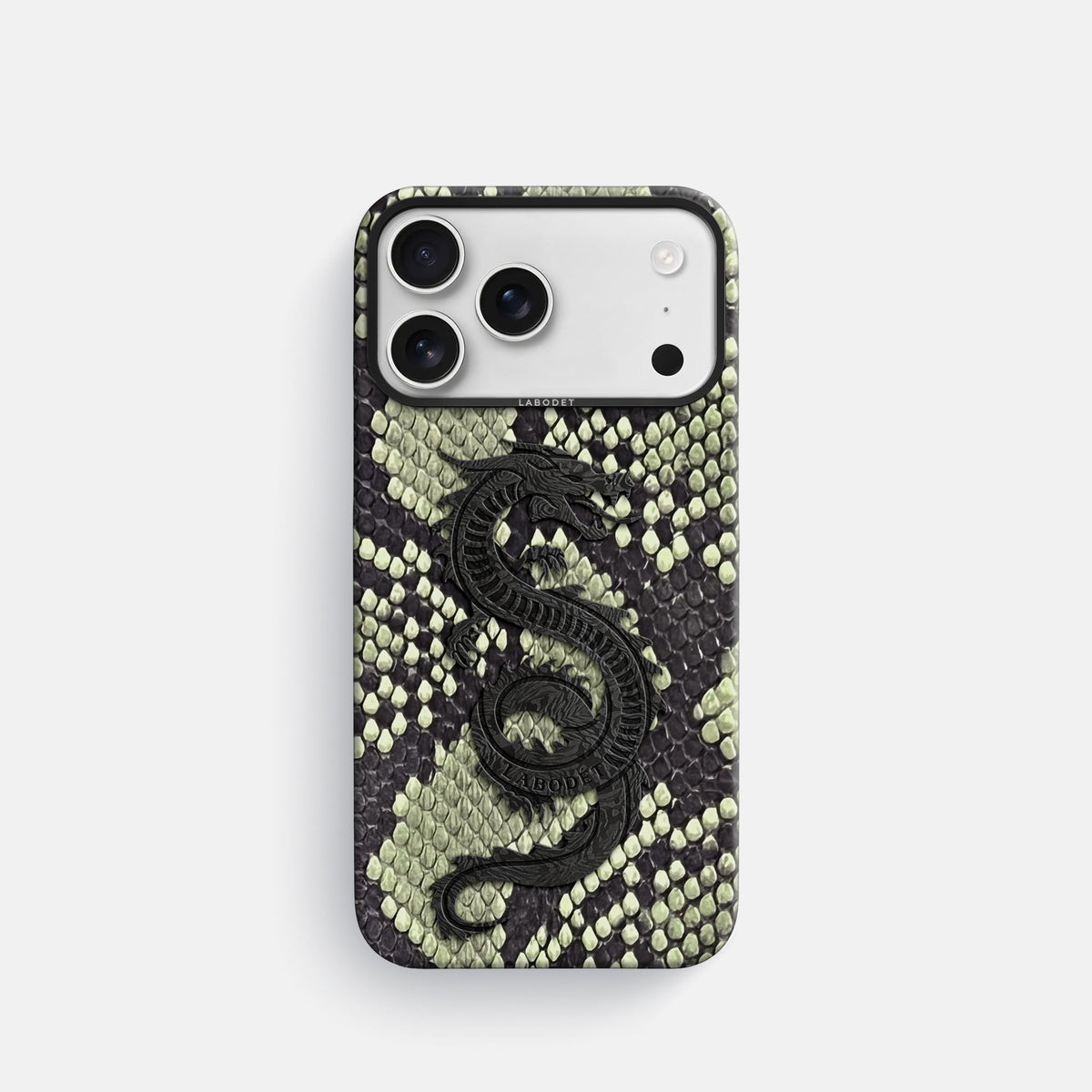 Classic Case With Carbon Dragon For iPhone 18 Pro In Deluxe Python -1 | Army-Green-Black