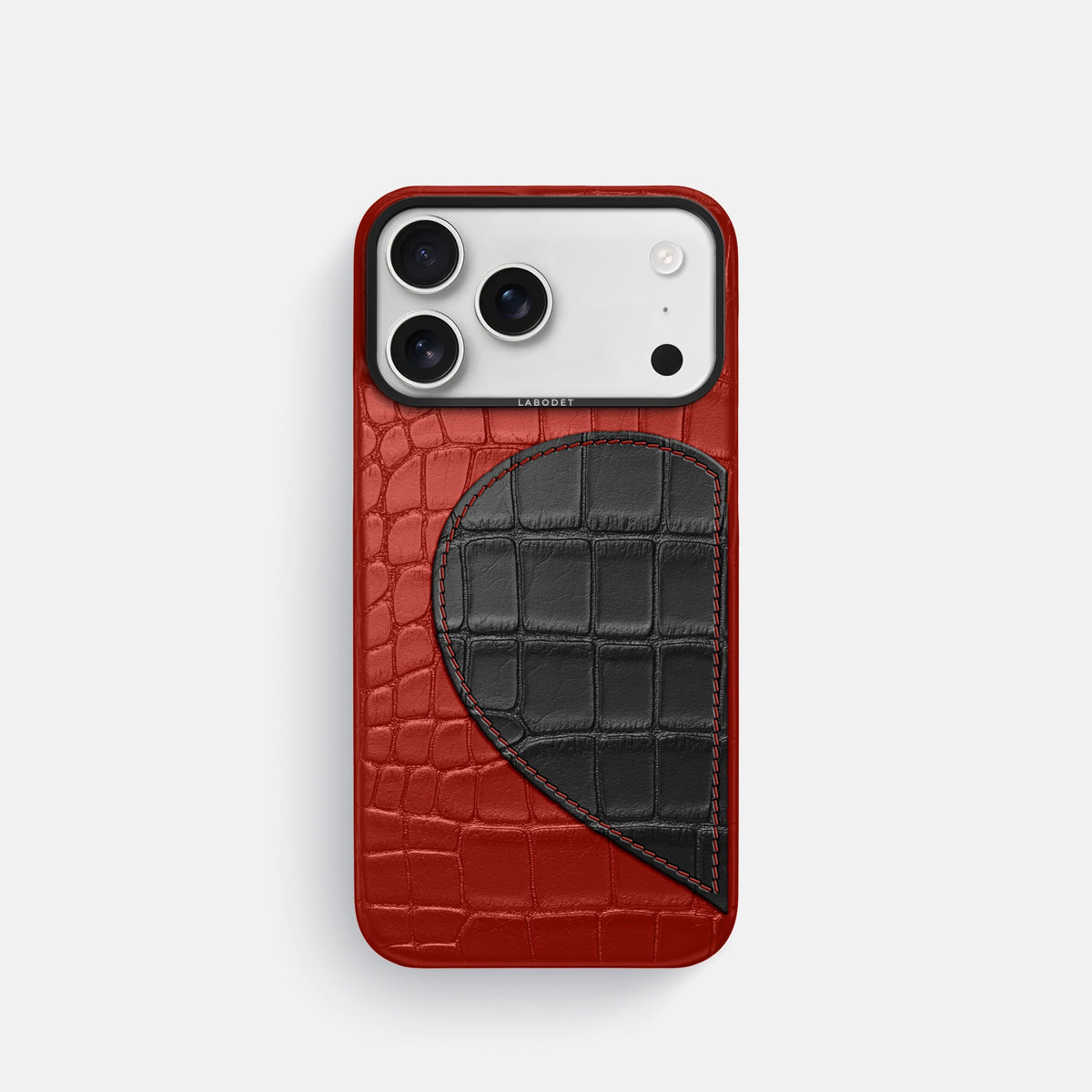 Classic Case With Half Heart - Left For iPhone 18 Pro In Alligator -1 | Red-Black