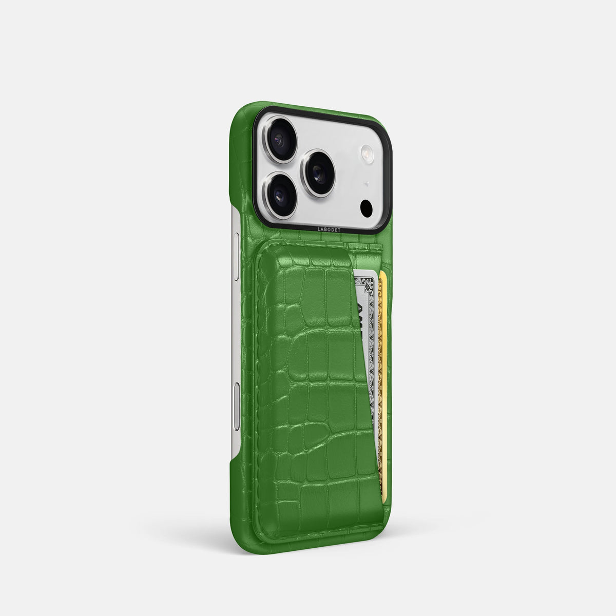 Double Card Case For iPhone 18 Pro In Alligator -2 | Apple-Green-Black