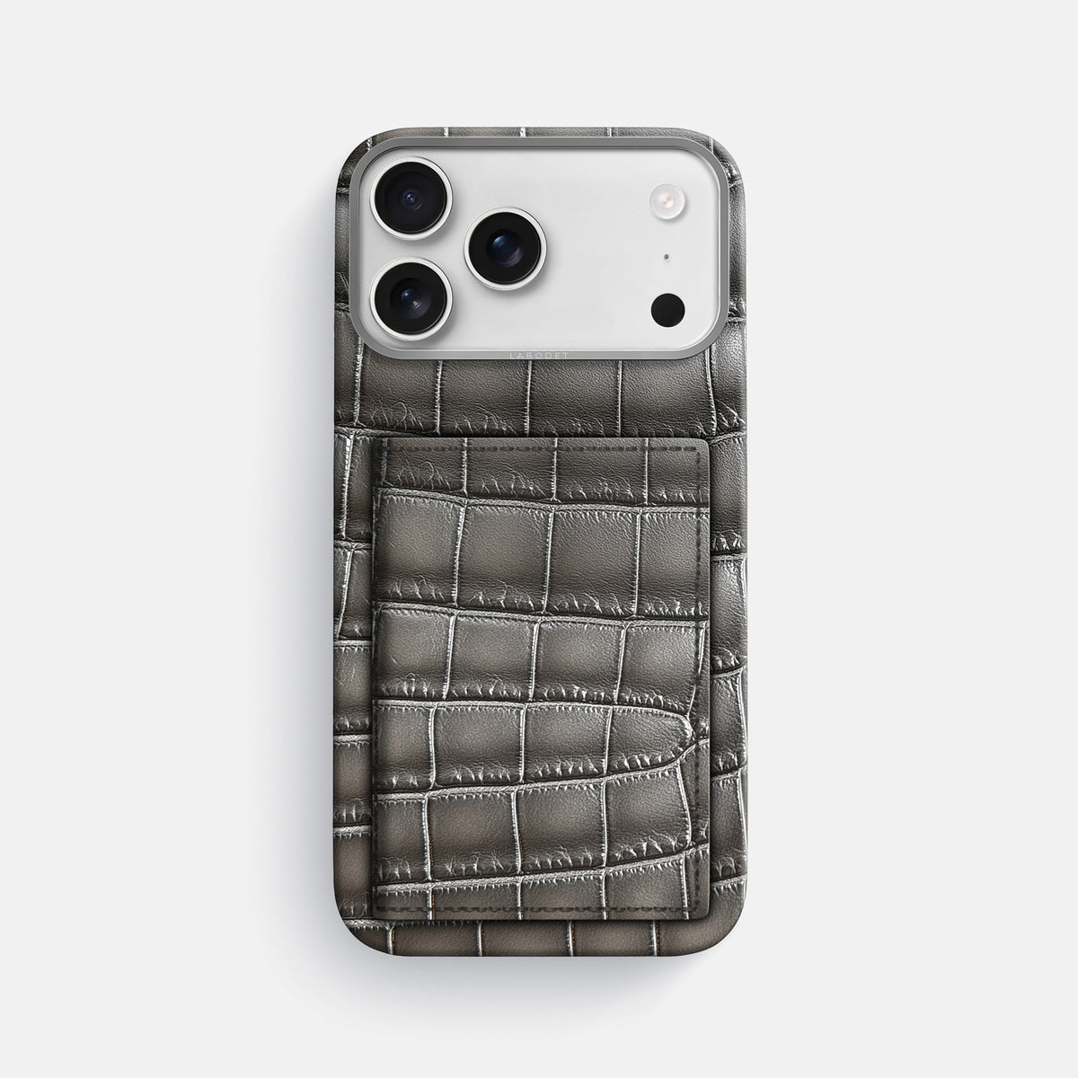 Bi-Fold Case For iPhone 18 Pro Max In Patina Alligator -1 | Grey-Steel