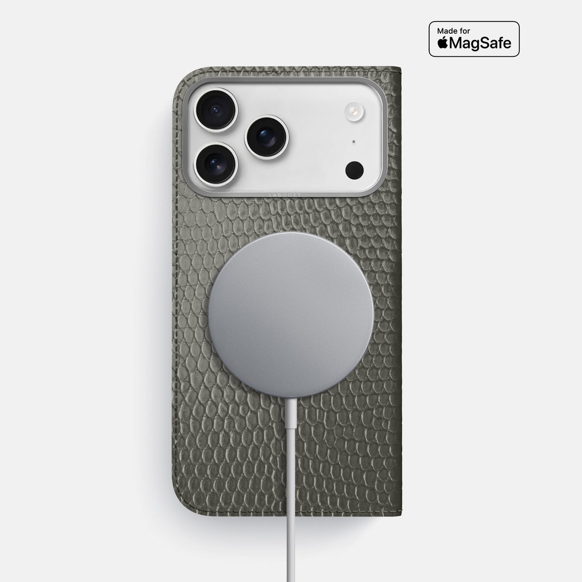Folio Case For iPhone 18 Pro Max In Lizard -3 | Grey-Steel