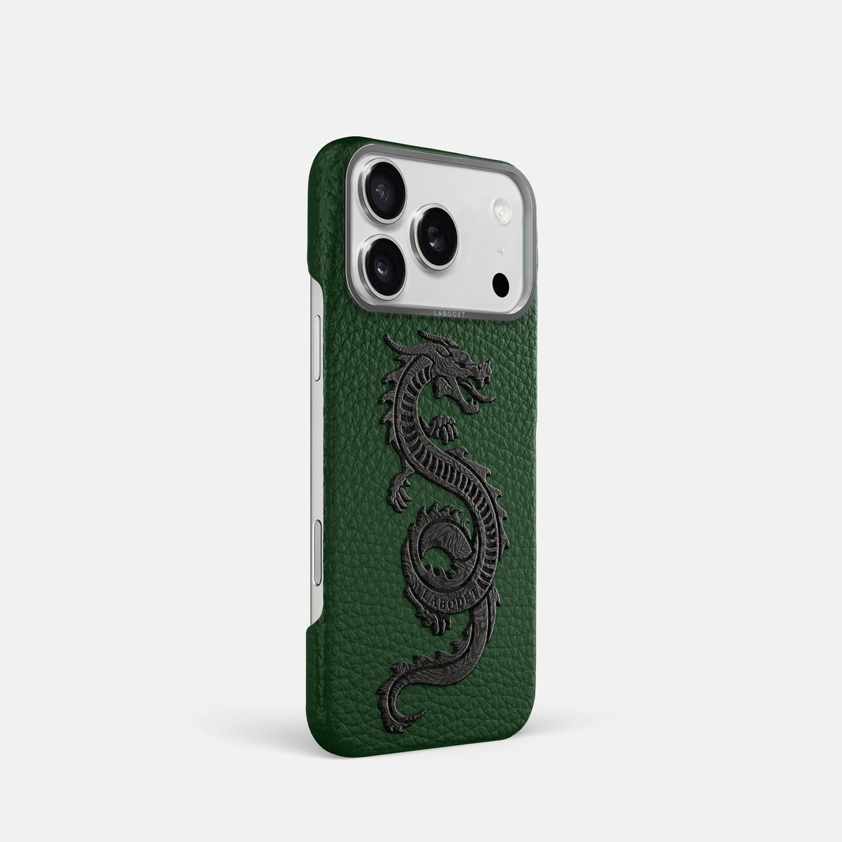 Classic Case With Carbon Dragon For iPhone 17 Pro In Calf -2 | Dark-Green-Steel