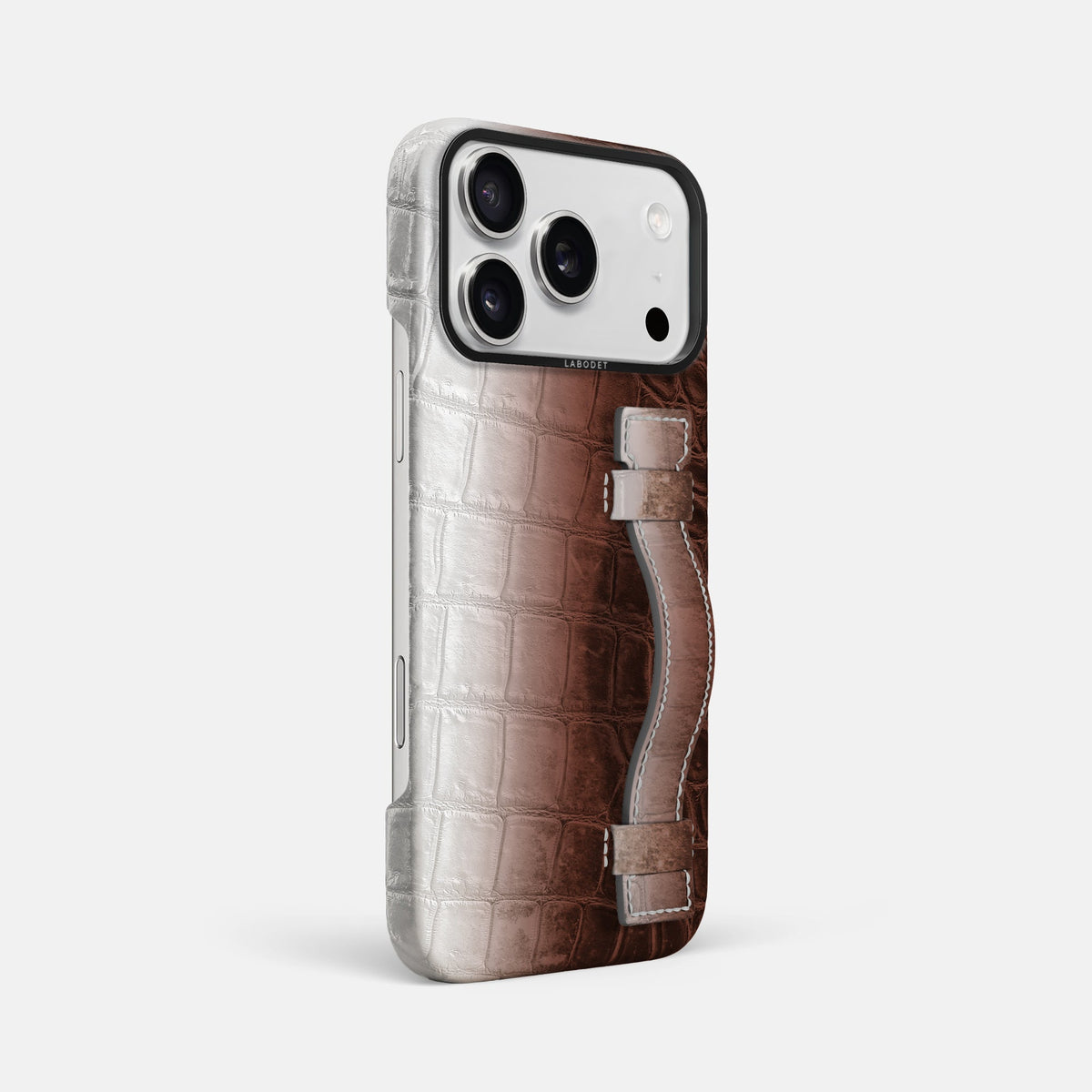 Handle Case For iPhone 18 Pro Max In Himalayan Crocodile -2 | Dark-Brown-Black