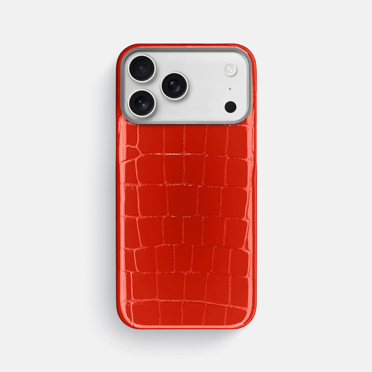 Classic Case For iPhone 18 Pro Max In Shiny Alligator -1 | Coral-Orange-Steel