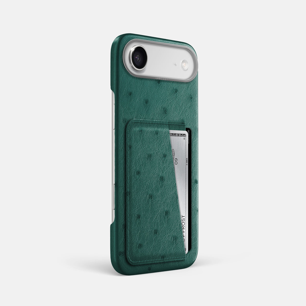 Double Card Case For iPhone 17 Air In Ostrich -2 | Forest-Green-Steel
