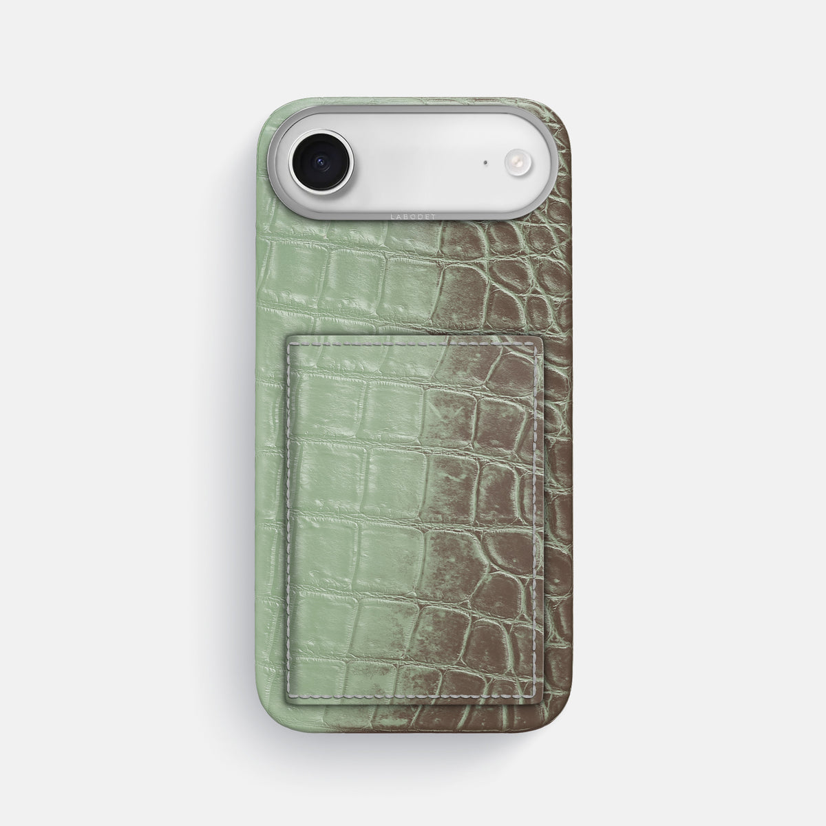 Bi-Fold Case For iPhone 17 Air In Himalayan Crocodile -1 | Pistachio-Steel