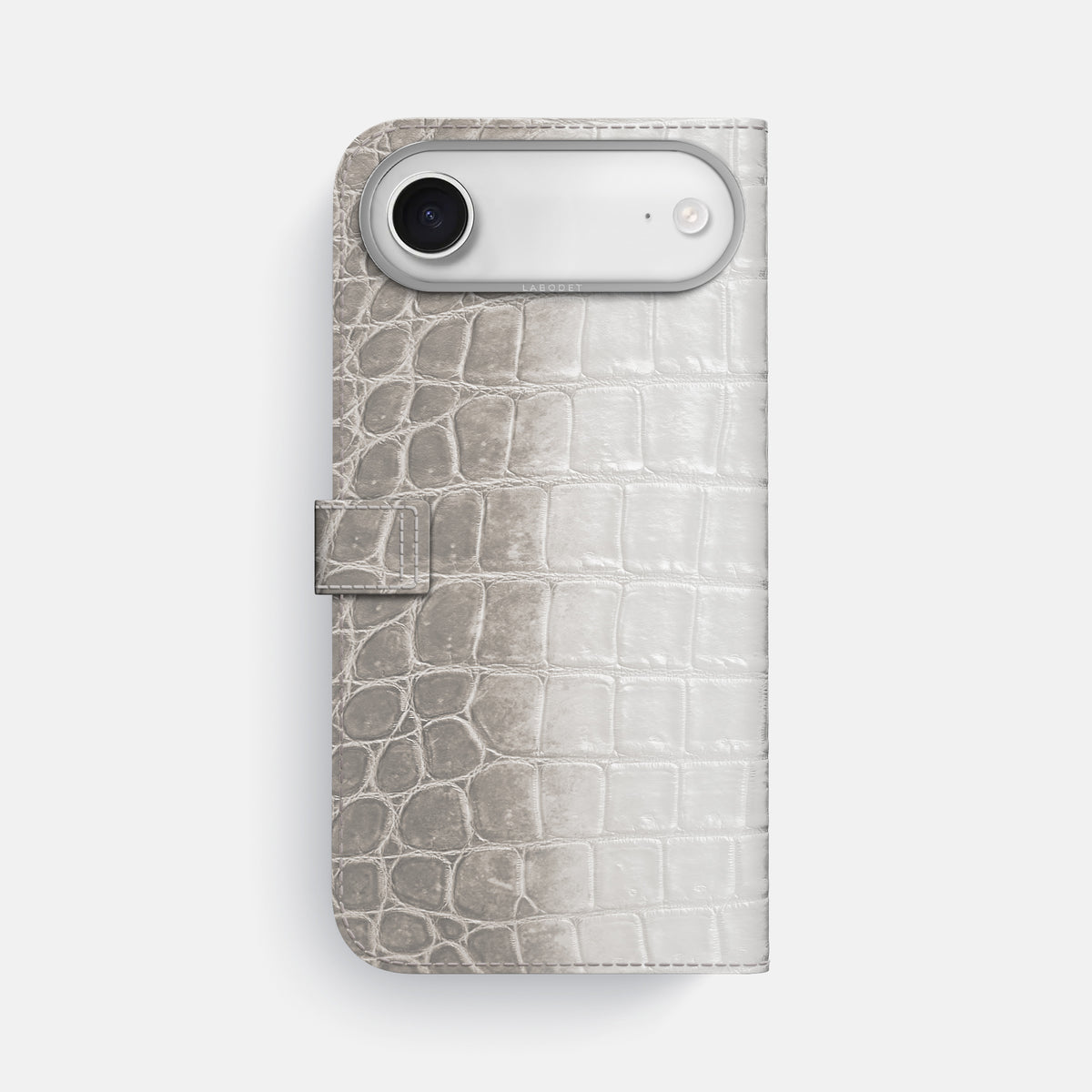 Folio Case with Clasp For iPhone 17 Air In Himalayan Crocodile -3 | Grey-Steel