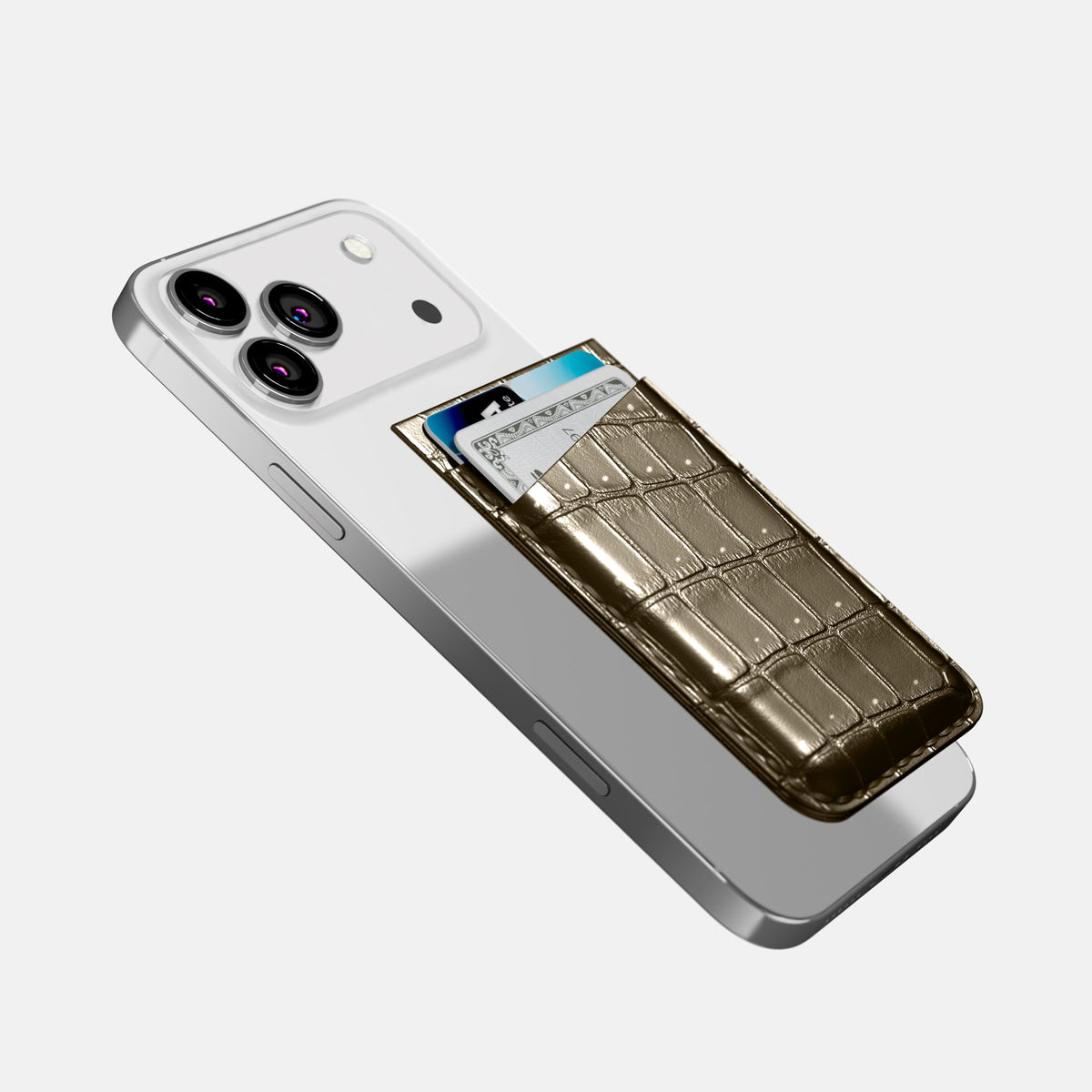 MagSafe Wallet For iPhone 18 Pro Max In Porosus Crocodile -4 | Bronze