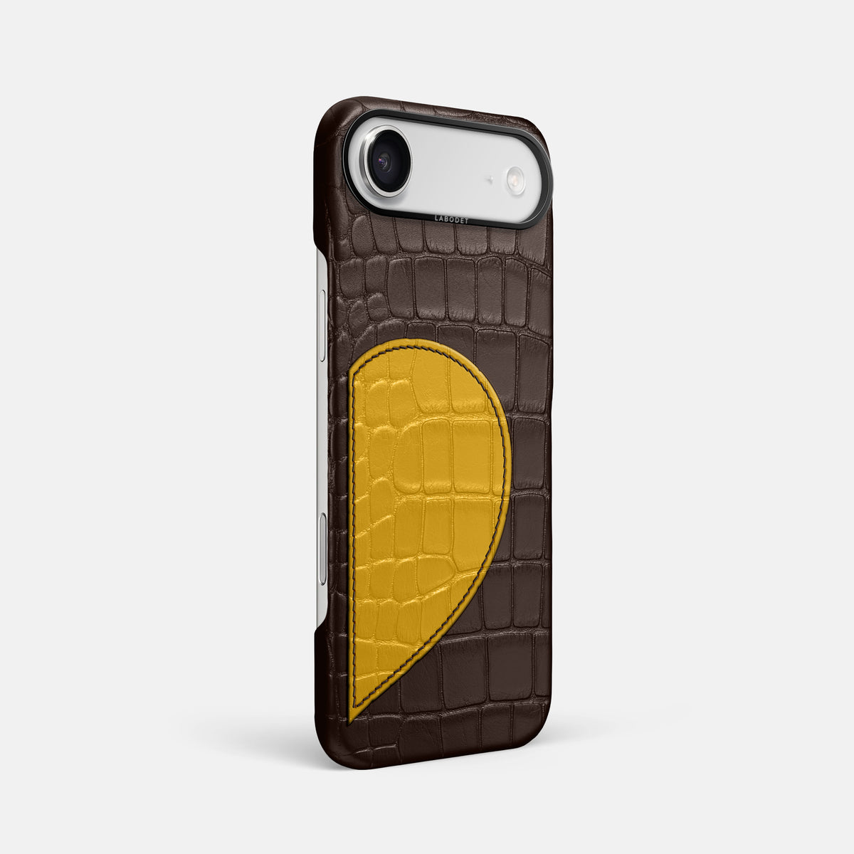 Classic Case With Half Heart - Right For iPhone 17 Air In Alligator -2 | Dark-Brown-Black