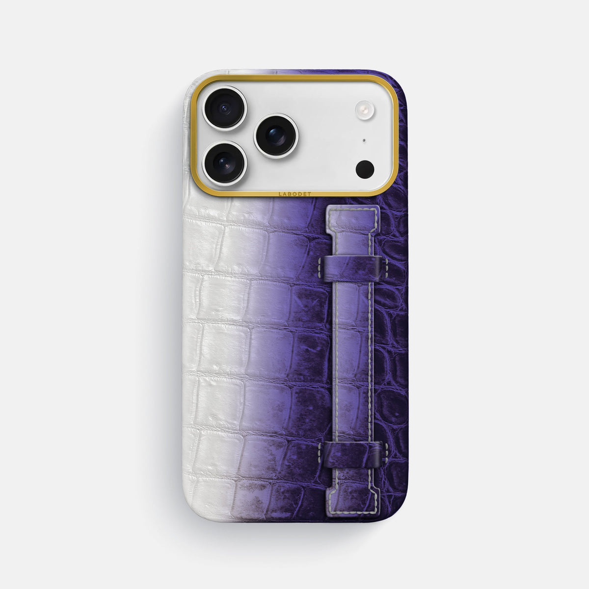Handle Case For iPhone 18 Pro Max In Himalayan Crocodile -1 | Purple-Gold